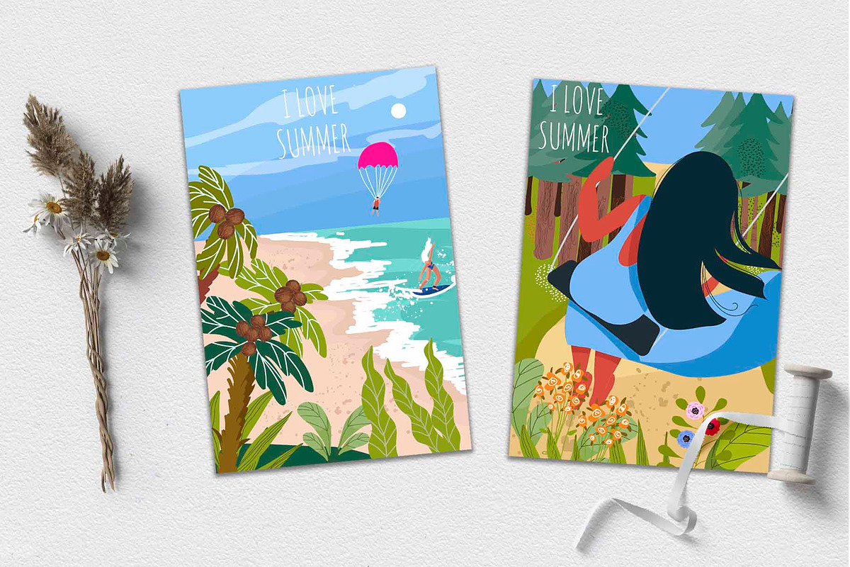 Summer mood, vibes cards set, a Seasonal Illustration by NataLyaroArt (Photo 5 of 9)