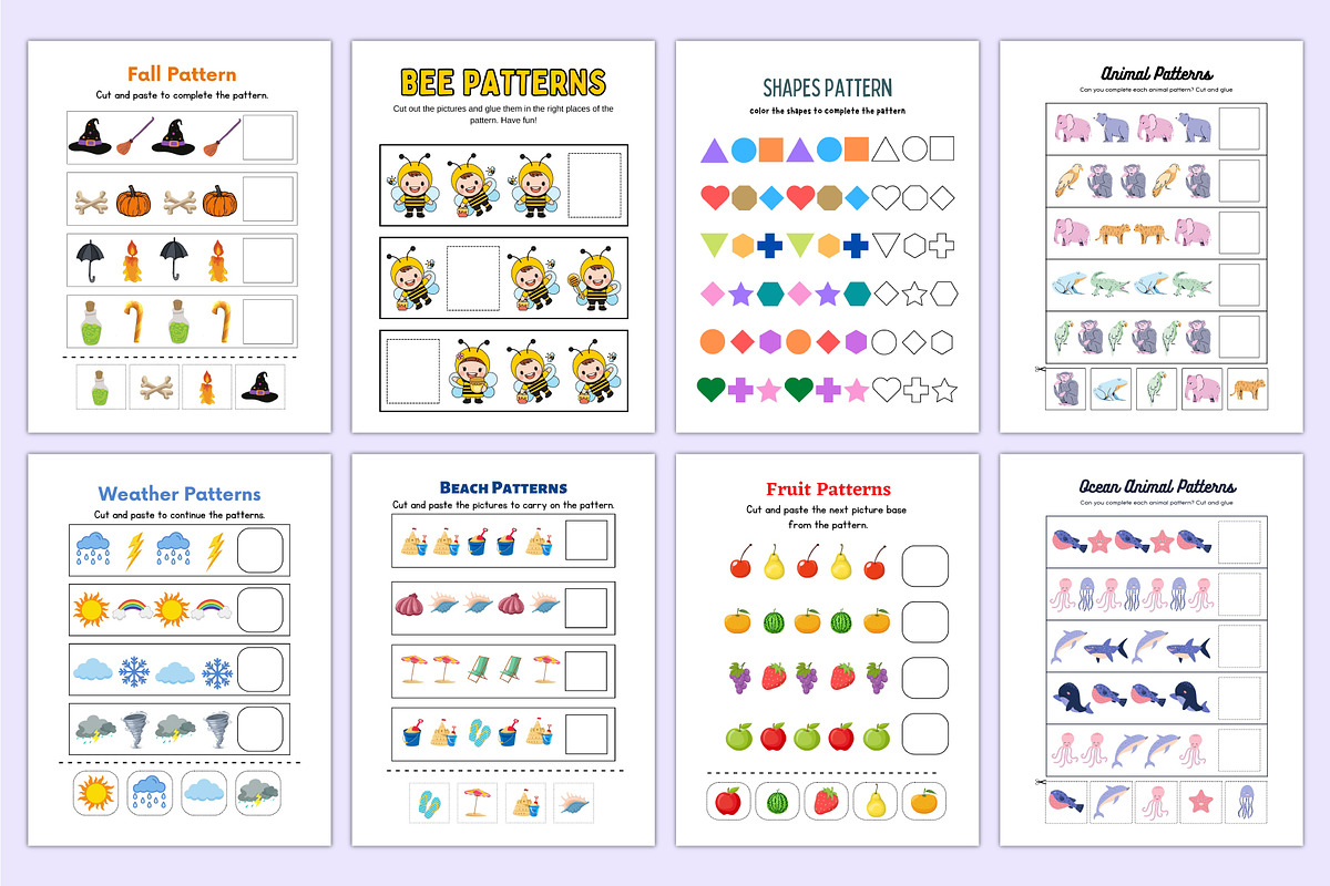 Kindergarten Pattern Workbook Kids
