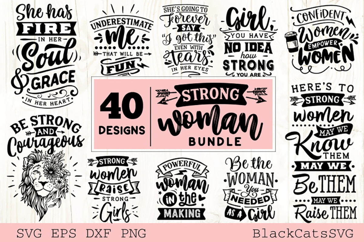 Strong woman SVG bundle 40 designs, an Illustration by BlackCatsMedia (Photo 2 of 4)