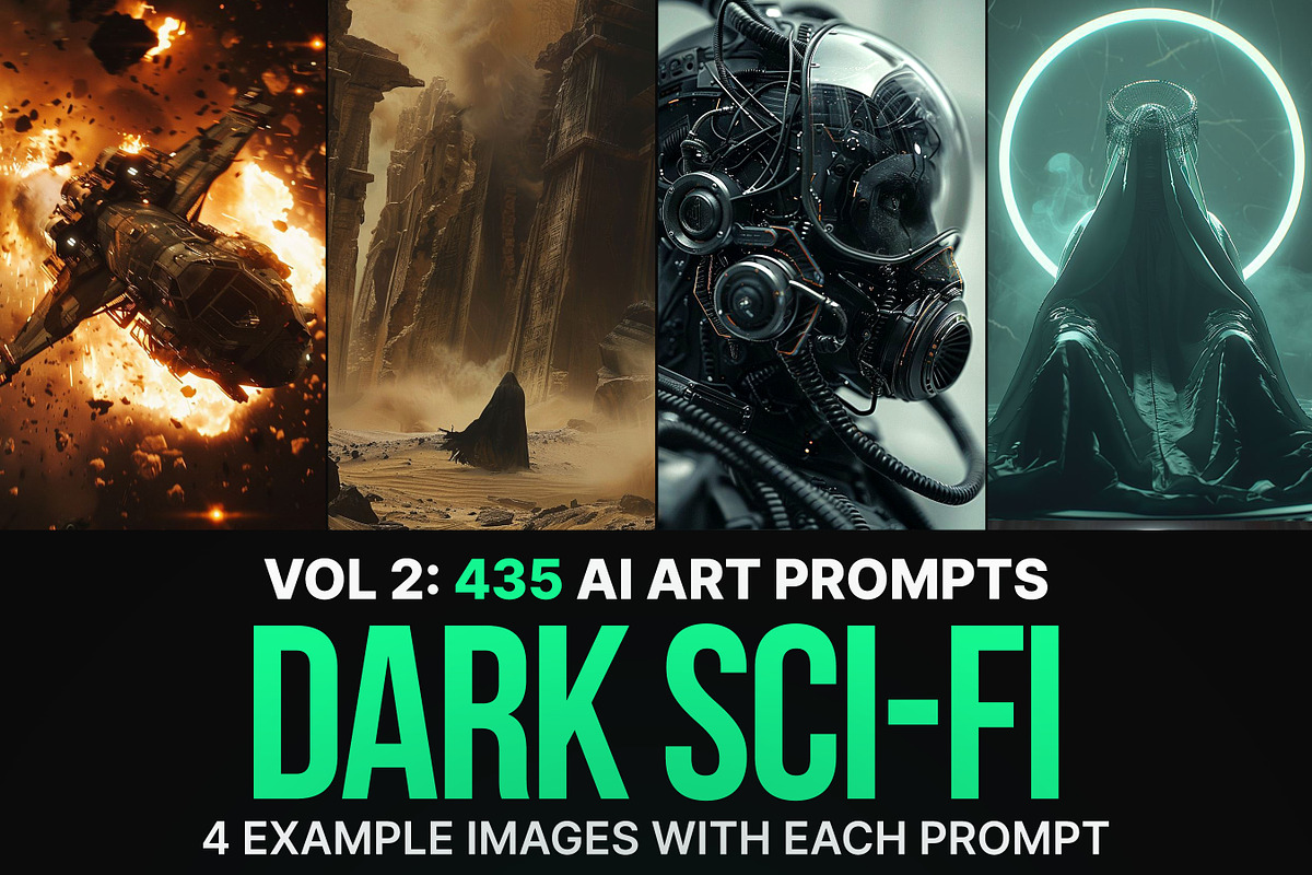 435 MJ Dark Sci-fi Prompts: Vol 2, a Background Graphic by Sevenstyles (Photo 1 of 15)