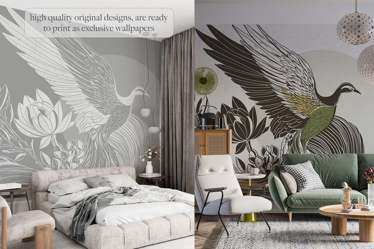 Hand Drawn Digital Wallpaper Phoenix, a Wallpaper Graphic by Nature.Of.Kate (Photo 6 of 11)