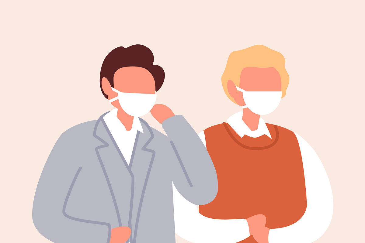 People wearing face masks, a Healthcare Illustration by Good Studio (Photo 2 of 5)