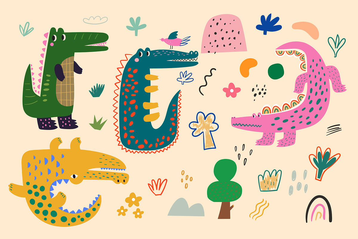 Cute baby crocodiles illustrations, an Animal Illustration by MoleskoStudio (Photo 2 of 23)