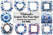 Cornflower Floral Frames Clipart, an Illustration by Daily.Designs (Thumbnail 1 of 5)