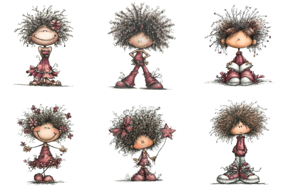 Whimsical Black Afro Girl Clipart, an Illustration by Designking (Photo 3 of 7)