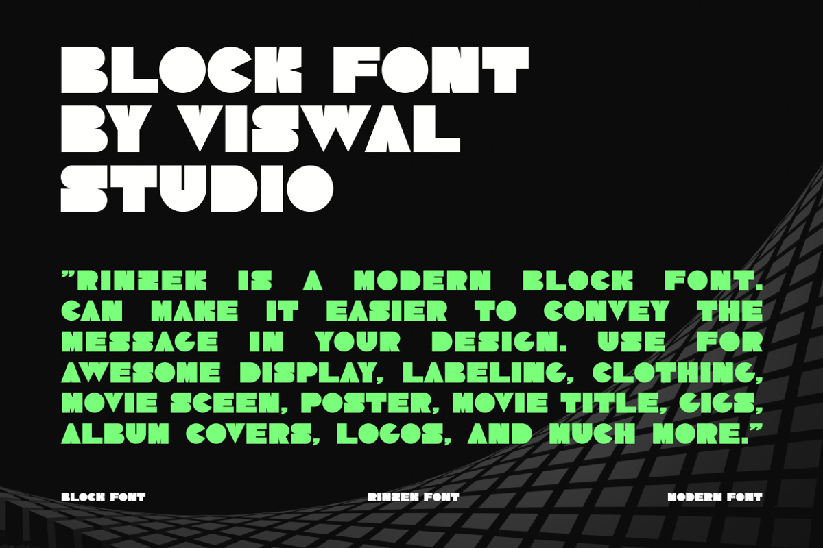 Rinzek - Bold Modern Font, a Sans Serif Font by Viswal Studio (Photo 2 of 6)