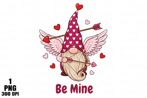 Be Mine Gnome Valentines Png, an Illustration by Daily.Designs