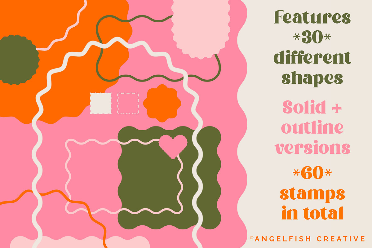 Wavy Shapes Procreate Brush Set, a Brush Add-On by AngelfishCreative (Photo 2 of 6)