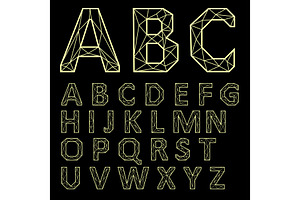 Vector Alphabet Set. Golden letters, an Outline Icon by RODINA