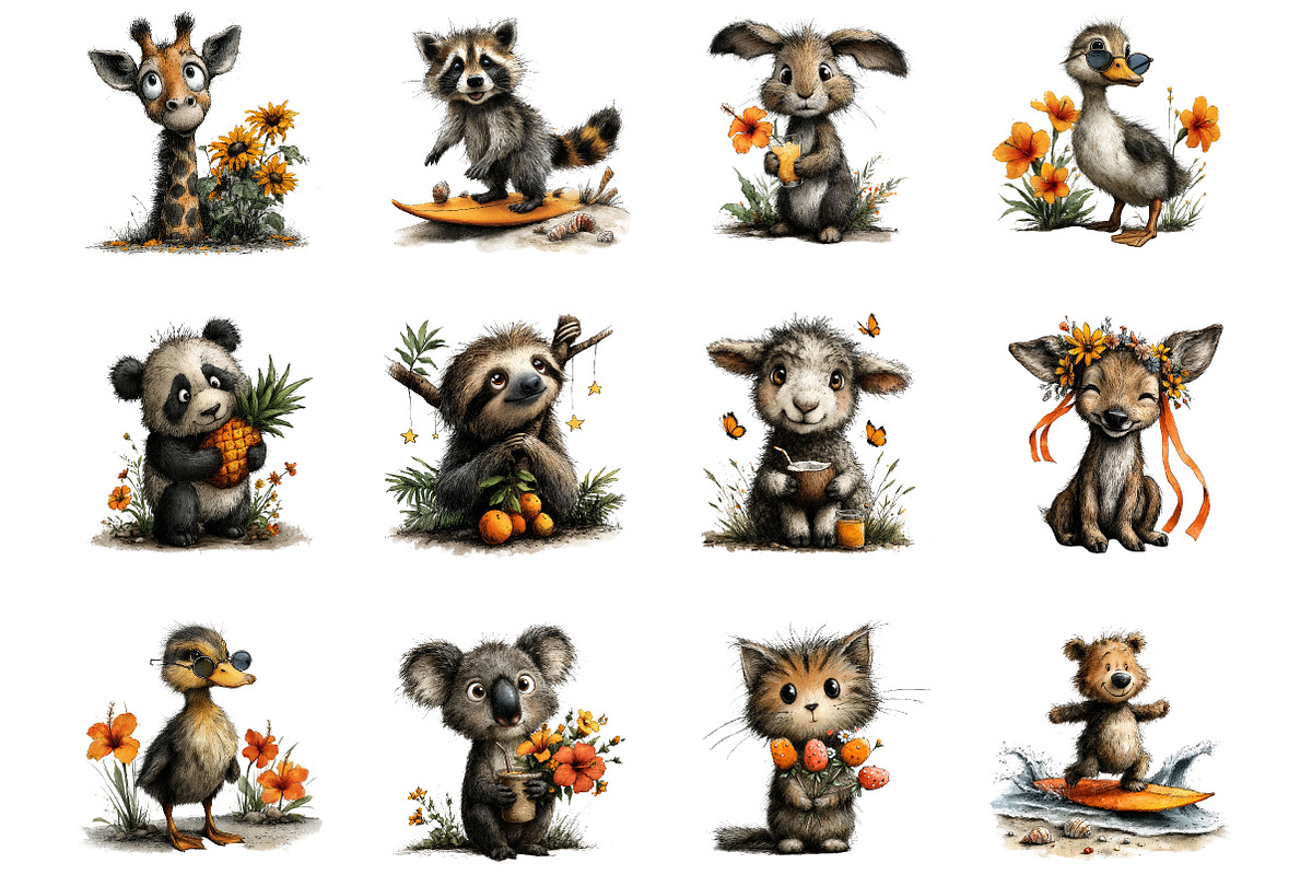 Summer Animals Whimsical Clipart, an Animal Illustration by Designking (Photo 2 of 5)