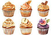 Watercolor Autumn Cupcake Clipart, an Illustration by Craft Nest (Thumbnail 3 of 6)