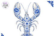 Chinoiserie Blue Sea Animals Clipart, a Work Illustration by CreationArt (Thumbnail 7 of 11)