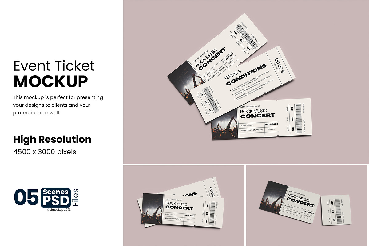 Cinema Ticket Mockup, a Product Mockup by bimockup (Photo 1 of 6)