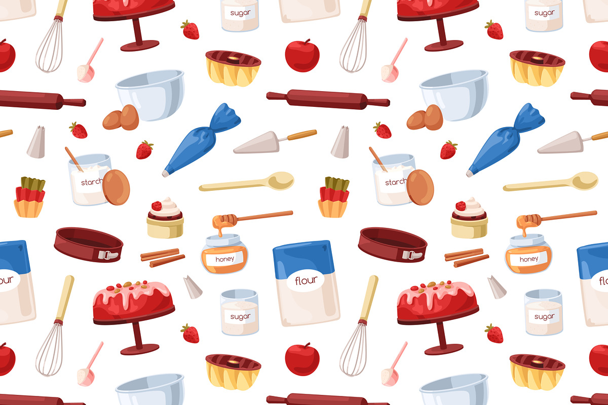 Baking tools seamless patterns set, a Pattern Graphic by Good Studio (Photo 2 of 8)