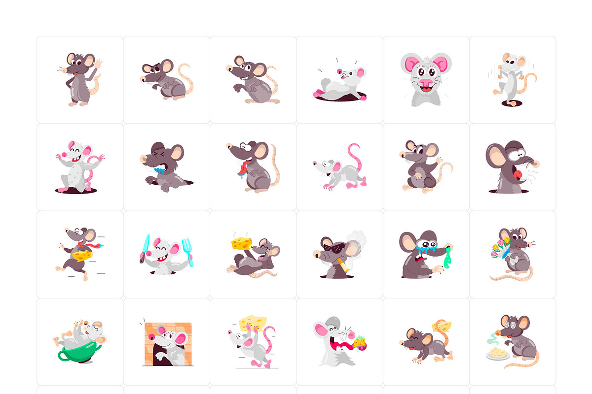 Rat Cartoon Sticker Pack, an Emoji Icon by Vectors Market (Photo 5 of 6)