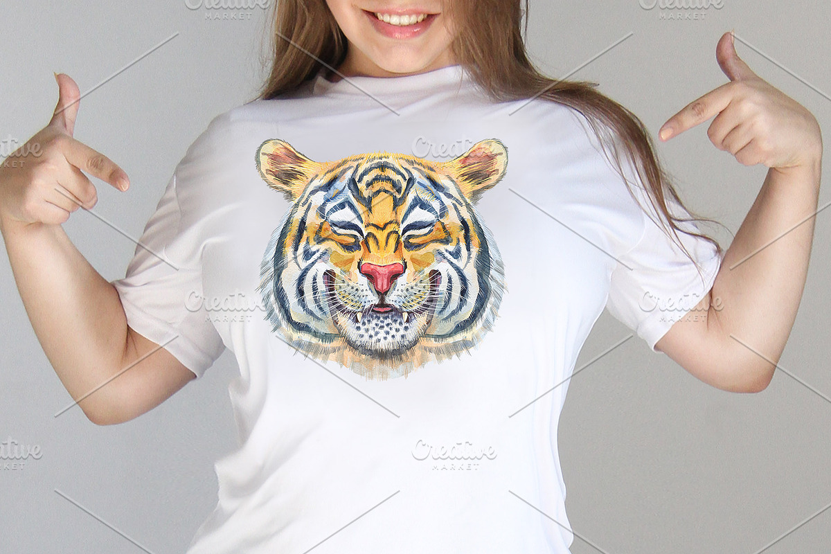 Watercolor tiger portraits, an Animal Illustration by Watercolor fantasy (Photo 3 of 4)