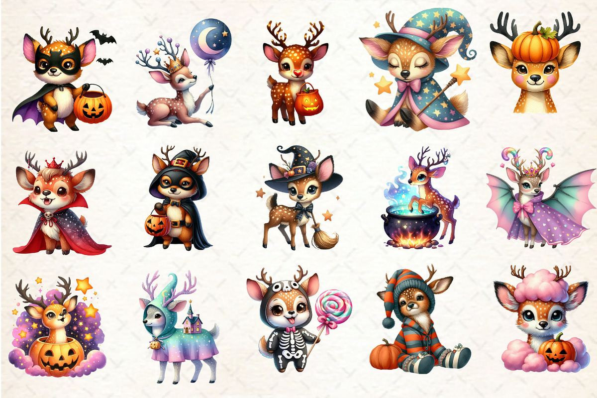 Cute Halloween Deer Clipart, an Illustration by Rose Art (Photo 2 of 3)
