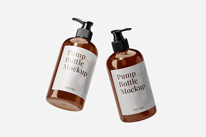 Amber Pump Bottle Mockup