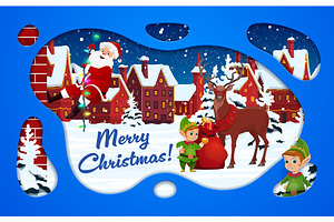 Christmas paper cut greeting card, an Illustration by Vector Tradition