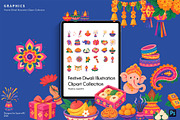 Festive Diwali Illustration Clipart, a Seasonal Illustration by Squirrel92 (Thumbnail 1 of 3)