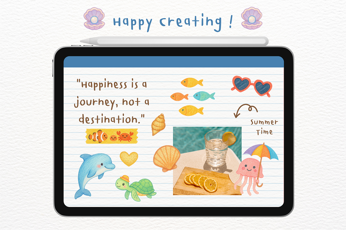 Sea Animal Goodnotes Stickers, an Illustration by mimimeow (Photo 3 of 3)