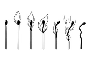 Burning match. Doodle matches with, an Illustration by Valerie Bodnar