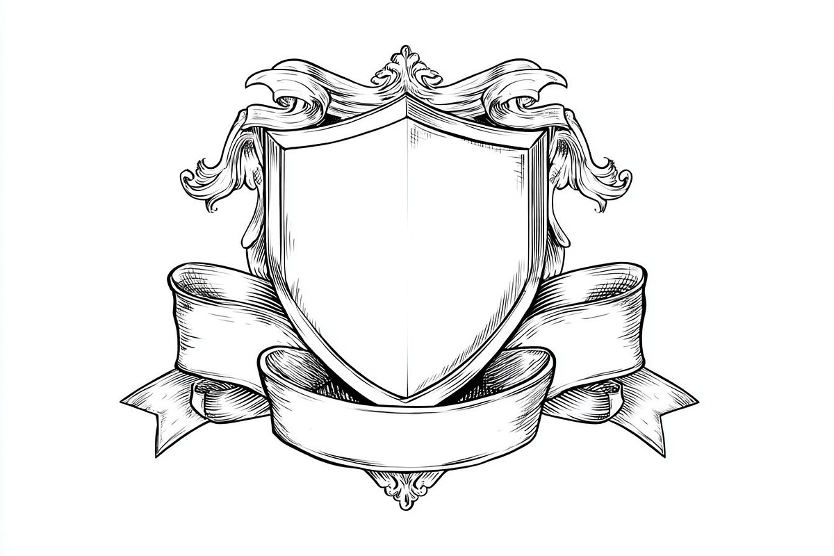 Hand-Drawn Heraldic Shield and Ribbo, a Graphic by BIPLOB EXPERT (Photo 7 of 8)