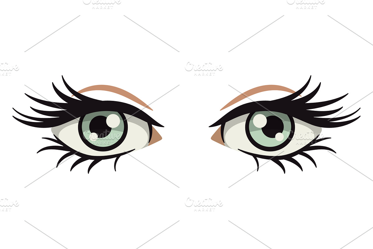 Anime Style Vector Set of Flat Eyes., a Person Illustration by Gomolach (Photo 3 of 25)