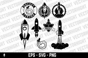 Set Of The Vector Rockets Labels.