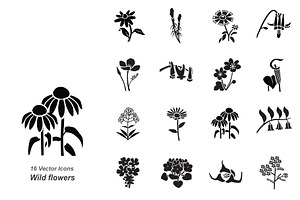 Wild flowers vector icons