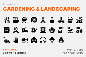 Gardening icons (Solid), a Solid Icon by Totto House