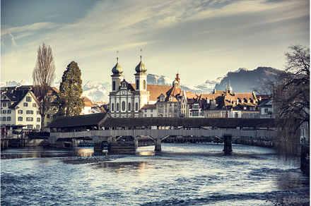 View on wooden bridge in Lausanne