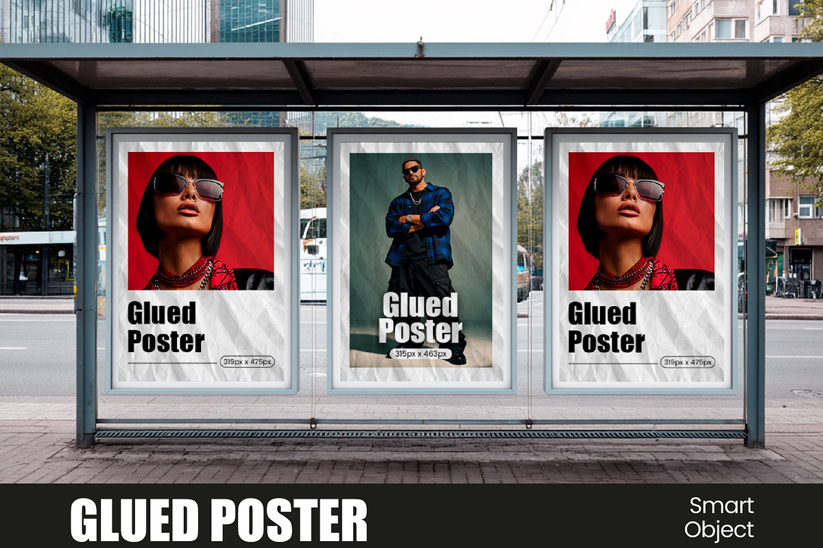 Glued Poster Mockup, an Advertising Mockup by studiogstock (Photo 1 of 3)