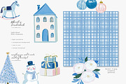blue Christmas watercolor clipart, a Decorative Illustration by Patishop Art (Thumbnail 3 of 13)