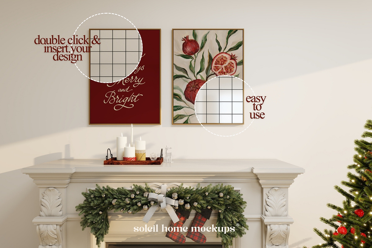 HOLLY | Christmas Frame Mockup Set, a Household Mockup by SoleilHomeMockups (Photo 2 of 11)