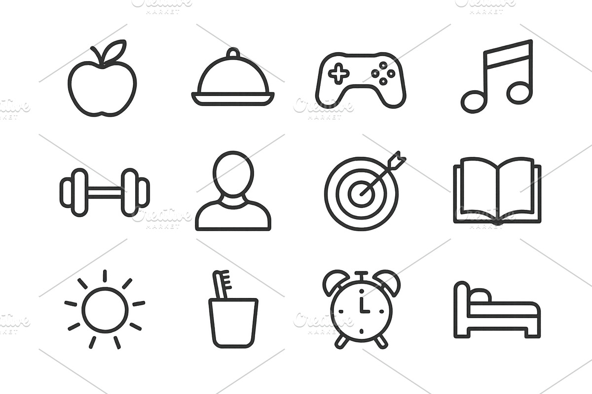 Health and leisure icons, an Education Illustration by ZinetroN