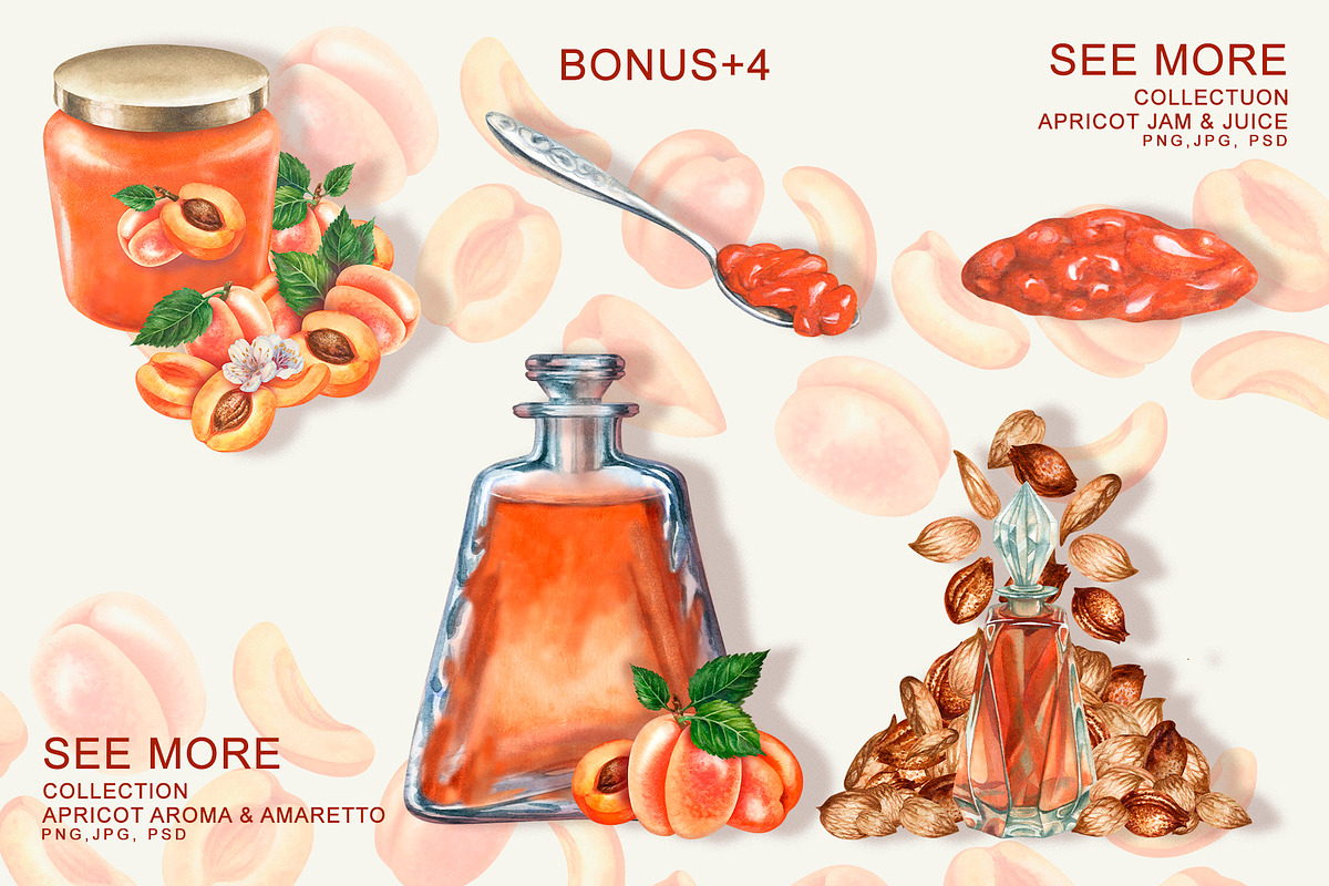 Apricot Fruits & Flowers, watercolor, a Food Illustration by EL_SUHOVA (Photo 16 of 17)