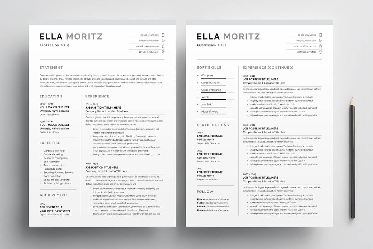 Professional Word Resume CV, a Resume Template by Creatune (Photo 2 of 4)