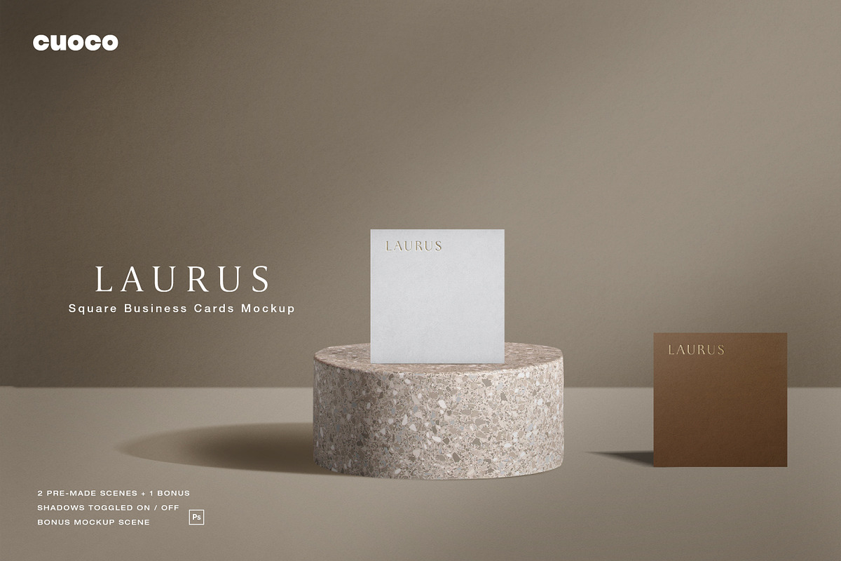 Laurus - Square Cards Mockups, a Product Mockup by Cuoco (Photo 1 of 9)