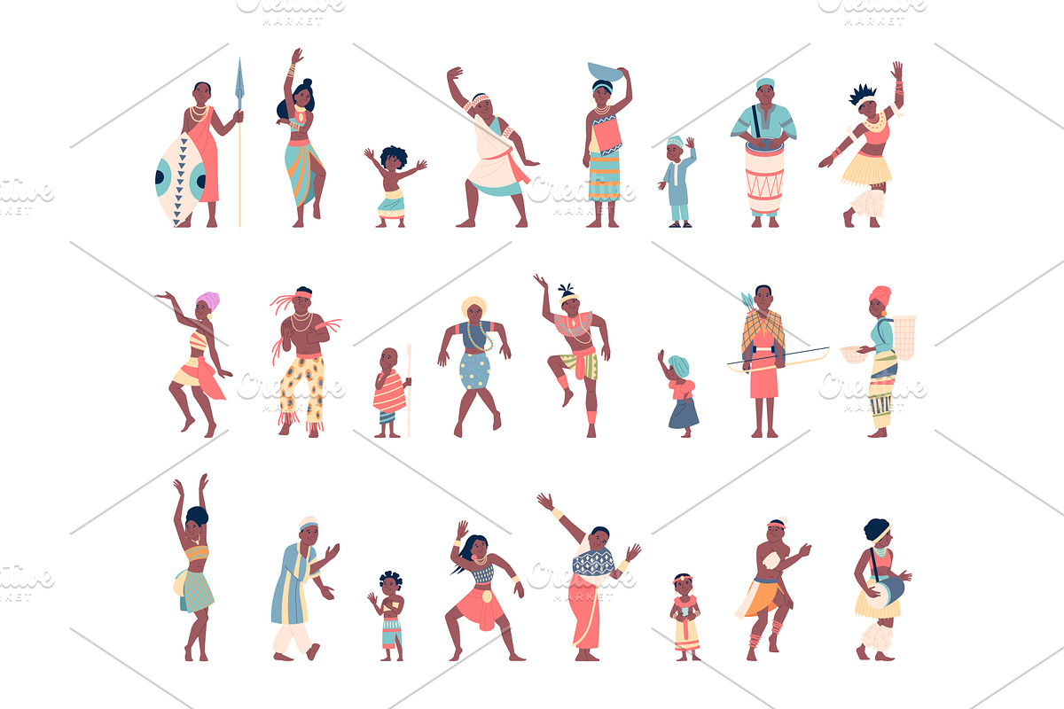 African children and adults, a Person Illustration by LadadikArt