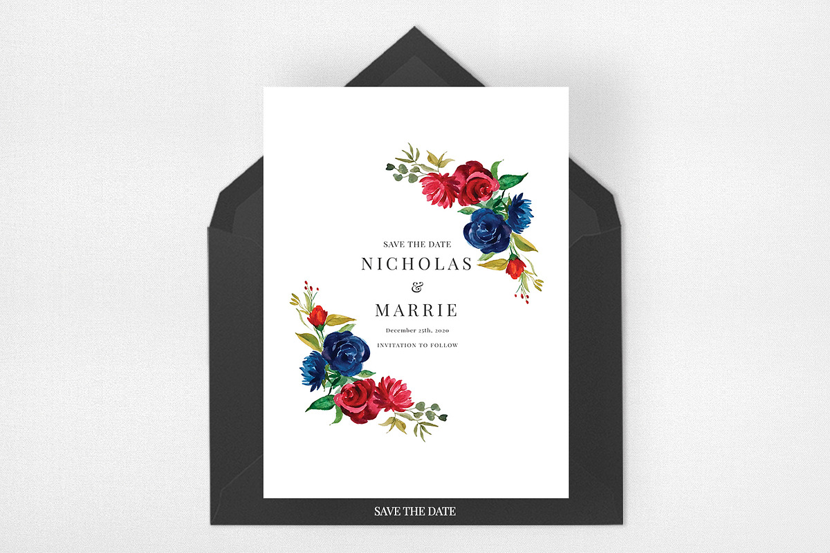 Burgundy & Navy Wedding Suite, an Invitation Template by Azka Creative (Photo 4 of 5)