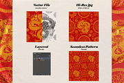 Red Chinese Dragon Pattern, a Pattern Graphic by bazzier_graphik (Thumbnail 3 of 5)