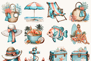 Watercolor Sun Kissed Summer Beach, a Seasonal Illustration by BusyDaydesign (Thumbnail 2 of 9)