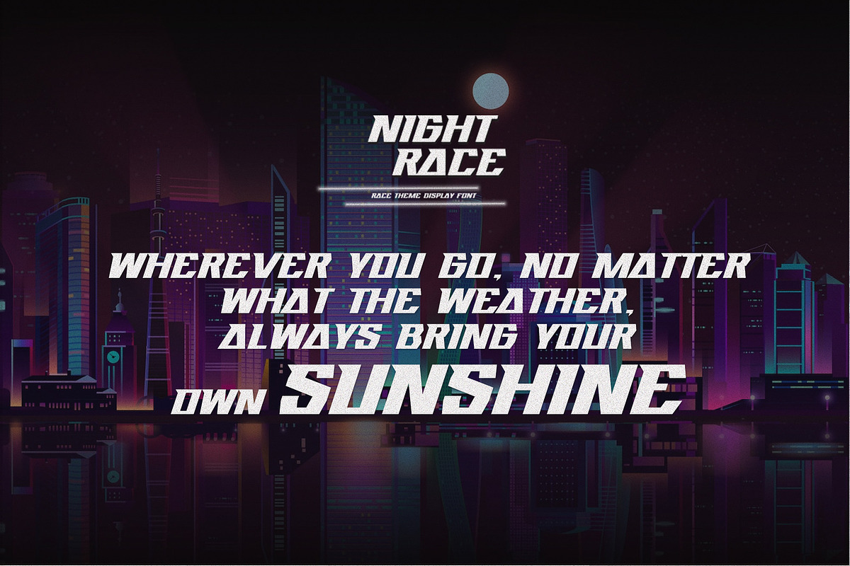 NIGHTRACE - Race Theme Display Font, a Font by Gassstype (Photo 7 of 8)
