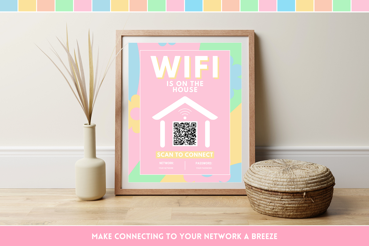 Pastel WiFi QR Code Sign, a Stationery Template by SunshineStudioBoutique (Photo 8 of 10)