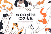 Cute funny cats, doodle drawings set, an Animal Illustration by Good Studio (Thumbnail 1 of 8)