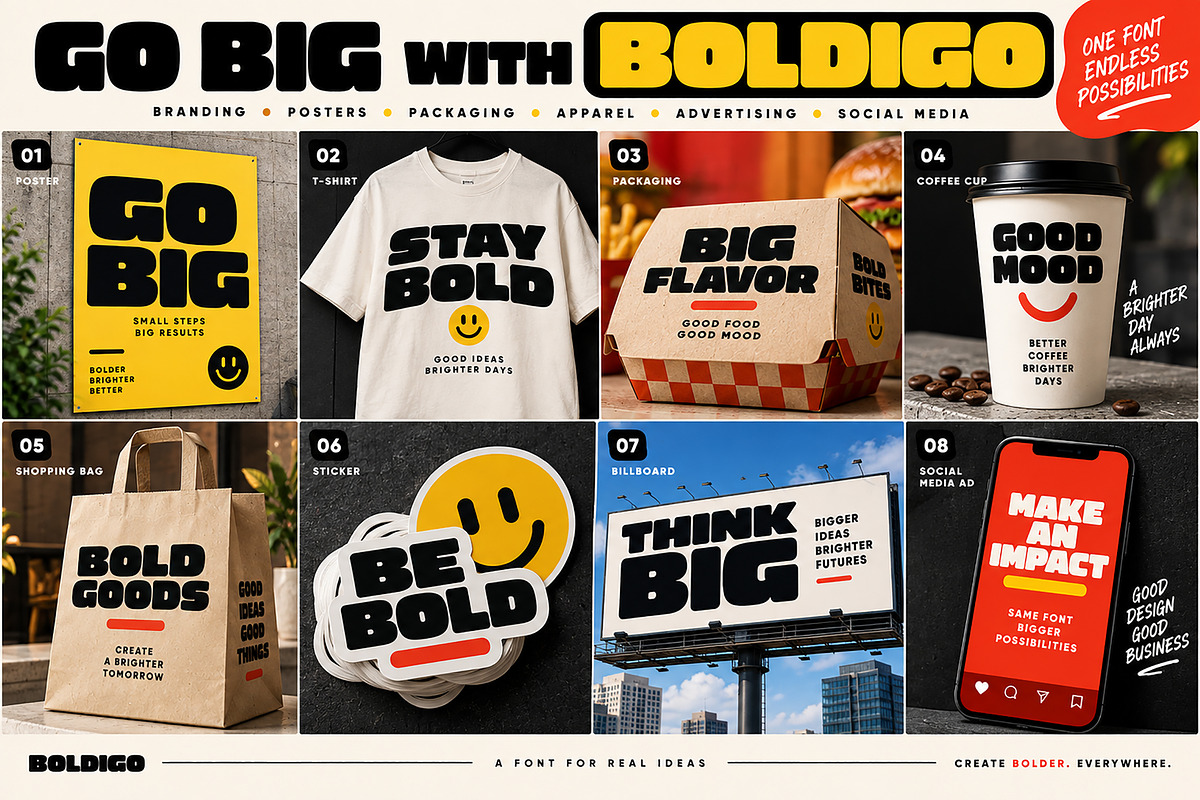 Boldigo — Go Big. Make It Bold., a Script Font by Wow Magic (Photo 2 of 5)