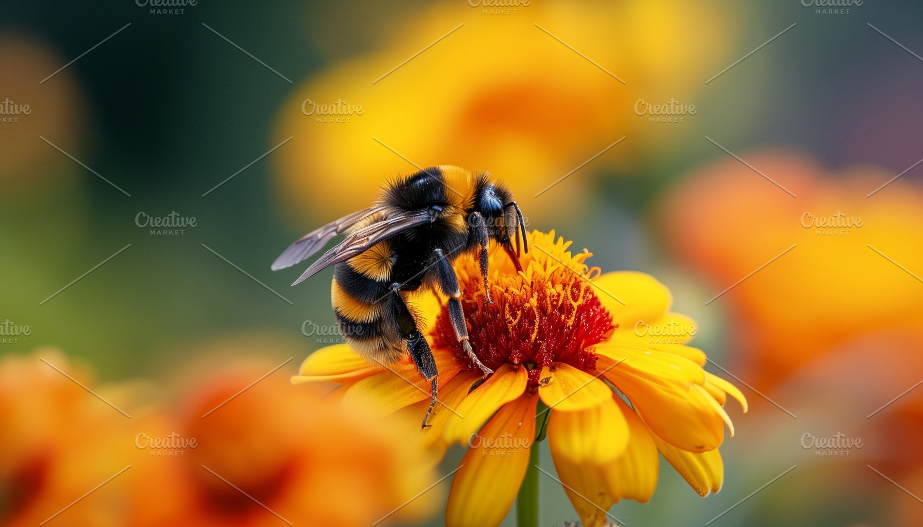 Vibrant bumblebee collecting nectar, an Animal Photo by MistyDay