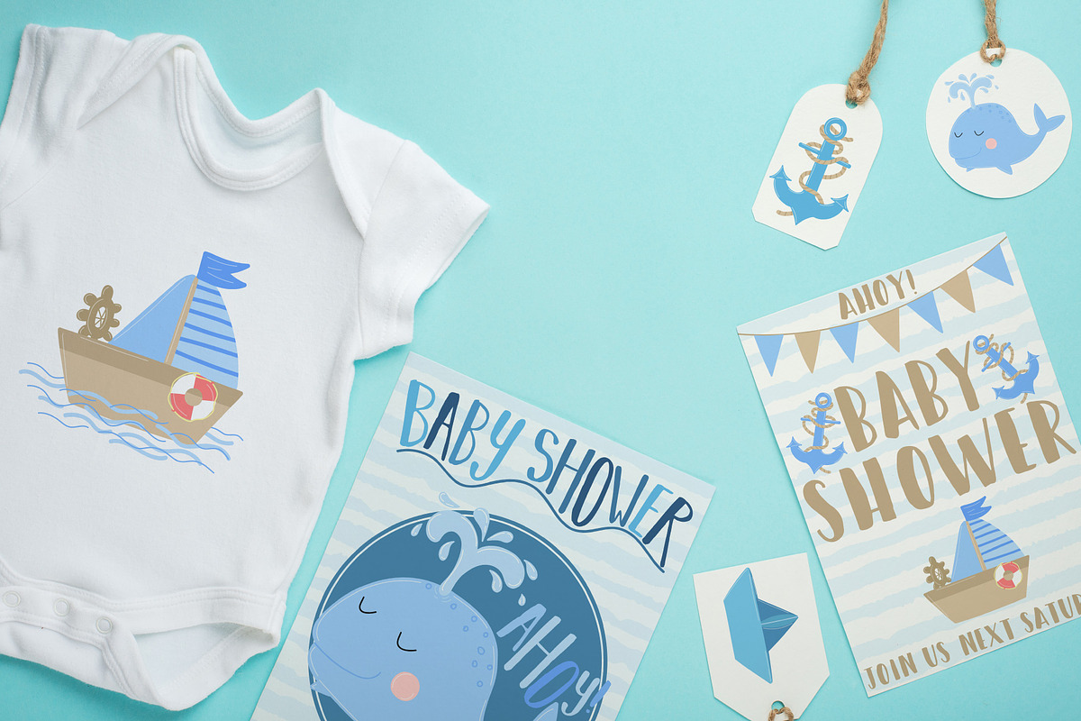 Baby Shower set for little sailors, an Animal Illustration by Samsonchik Store (Photo 4 of 6)