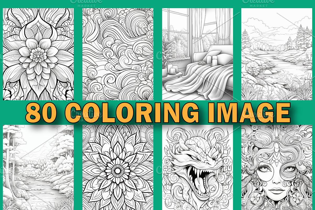 80 Stress Relief Adult Coloring Page, a Person Illustration by Design Station (Photo 3 of 4)